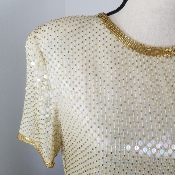 Vintage Dresses & Skirts - Gatsby sequin beaded cocktail evening shift dress